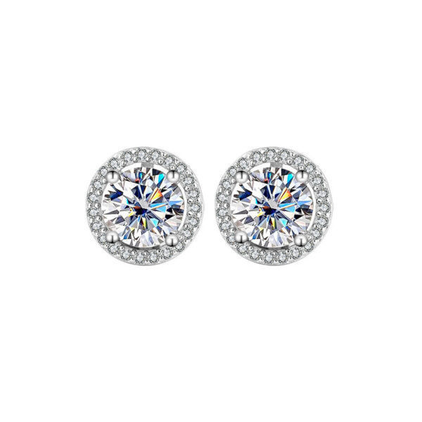 S925 Sterling Silver Moissanite Round Bag Three-piece Female Ring Necklace - Image 7
